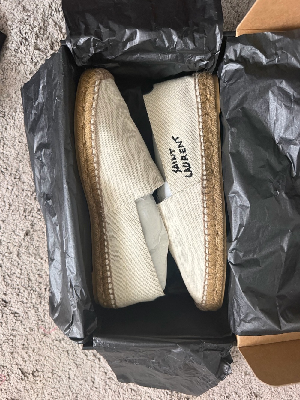 Saint Laurent Off-White Canvas Espadrilles with Jute Sole